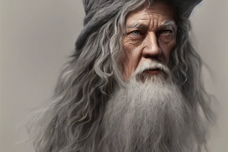Image similar to Gandalf from Lord of the Rings, diffuse lighting, fantasy, intricate, elegant, highly detailed, lifelike, photorealistic, digital painting, artstation, illustration, concept art, smooth, sharp focus, art by John Collier and Albert Aublet and Krenz Cushart and Artem Demura and Alphonse Mucha