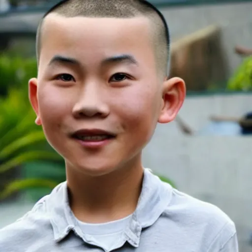 Image similar to chinese boy with buzz cut pixar style