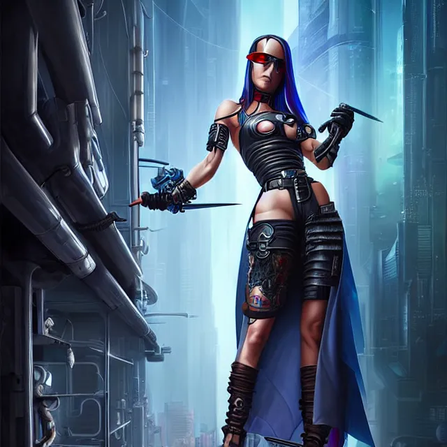 Prompt: cyberpunk maid warrior artgerm anne stokes highly detailed 8 k hdr smooth sharp focus high resolution award - winning photo photorealistic