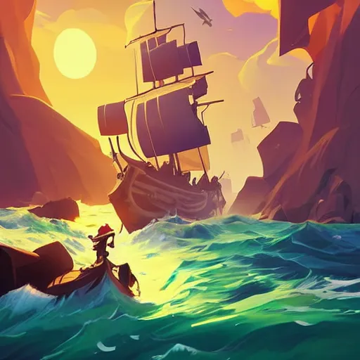 Image similar to painting treasure on sea of thieves game smooth median photoshop filter cutout vector, behance hd by jesper ejsing, by rhads, makoto shinkai and lois van baarle, ilya kuvshinov, rossdraws global illumination