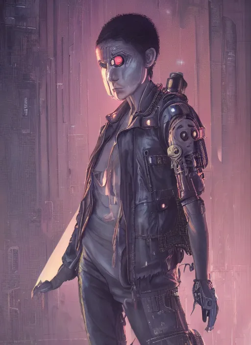 Image similar to beautiful female neuromancer, techwear, punk outfit : : urban setting, nighttime, close - up view : : character design by gerald brom and enki bilal, and james jean, cinematic : : ultra - detailed technical precision : : high definition 3 d render, unreal engine, hires textures, trending on artstation, 4 k