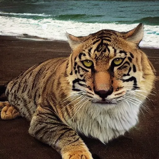 Image similar to “big cat by sea”