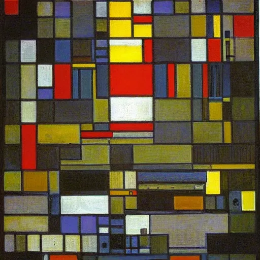 Prompt: end of the life by piet mondrian, vivid colors