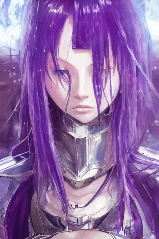 Prompt: portrait Anime girl in cyberpunk trinity blood armor, cute-fine-face, violet-hair pretty face, realistic shaded Perfect face, fine details. Anime. realistic shaded lighting by Ilya Kuvshinov katsuhiro otomo ghost-in-the-shell, magali villeneuve, artgerm, rutkowski, WLOP Jeremy Lipkin and Giuseppe Dangelico Pino and Michael Garmash and Rob Rey and Yoshitaka Amano and Thores Shibamoto