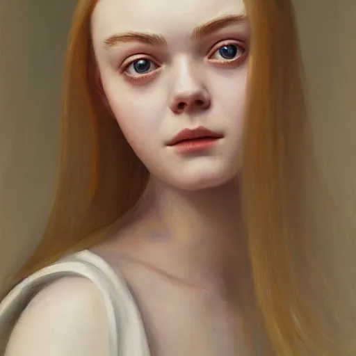 Prompt: portrait of a elle fanning in the world of angel's egg, detailed realism face in painting, detailed beautiful portrait, oil painting masterpiece, 8 k resolution, smooth, sharp focus, trending on artstation, by rembrandt