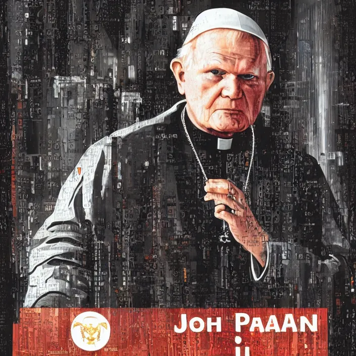 Prompt: John Paul II in style of cyberpunk