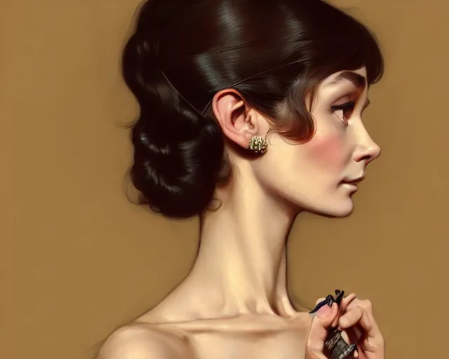 Image similar to photography of audrey hepburn, deep focus,, intricate, elegant, highly detailed, digital painting, artstation, concept art, matte, sharp focus, illustration, art by artgerm and greg rutkowski and alphonse mucha