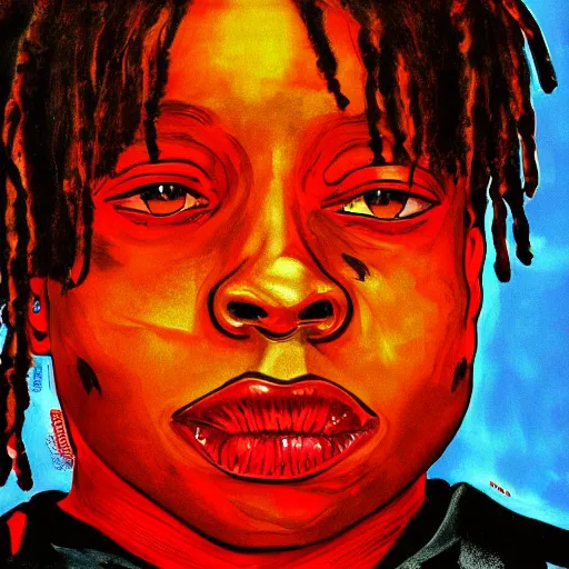 Prompt: dark painting of Trippie Redd