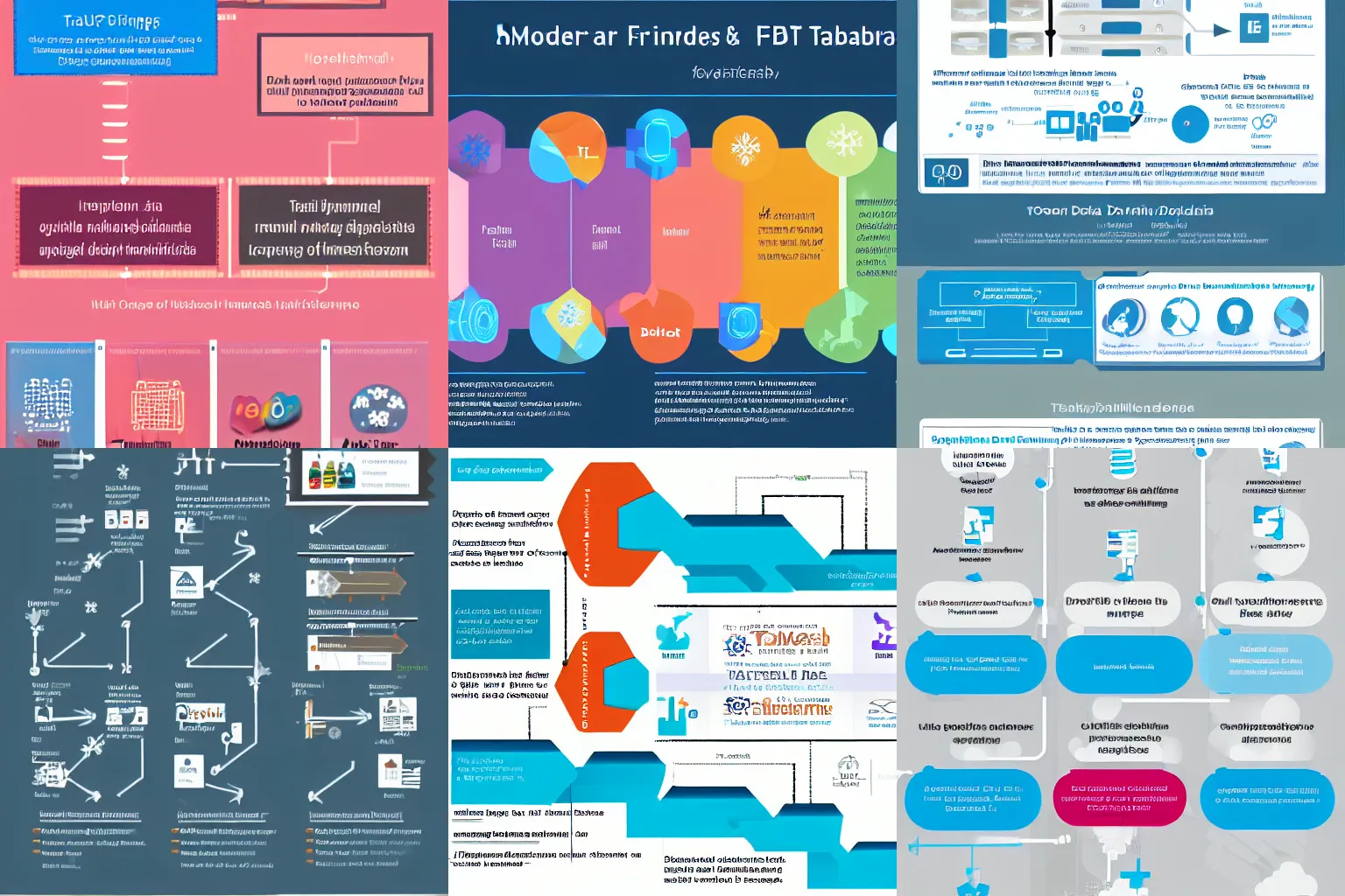 Prompt: infograph of modern data pipelines featuring DBT, snowflake and tableau