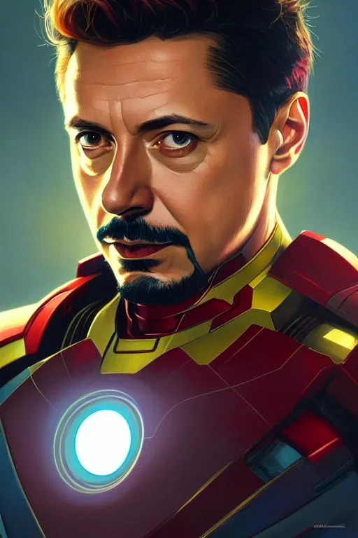 Prompt: volodymyr zelensky as tony stark, portrait, iron man, highly detailed, digital painting, artstation, concept art, smooth, sharp focus, illustration, cinematic lighting, art by artgerm and greg rutkowski and alphonse mucha