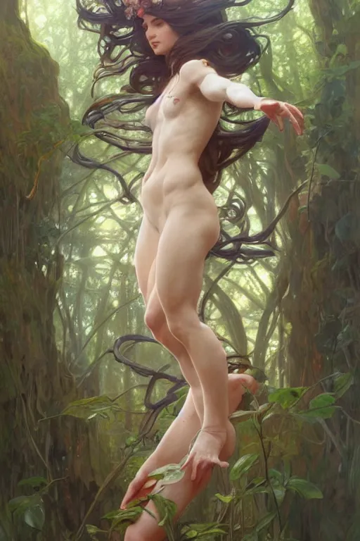 Image similar to goddess of nature, accurate anatomy, only two hands, highly detailed, digital painting, artstation, concept art, smooth, sharp focus, illustration, Unreal Engine 5, 8K, art by artgerm and greg rutkowski and edgar maxence and alphonse Mucha