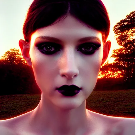 Prompt: photographic portrait of a stunningly beautiful cybergothic female replicant android in soft dreamy light at sunset, contemporary fashion shoot, by edward robert hughes, annie leibovitz and steve mccurry, david lazar, jimmy nelsson, breathtaking, 8 k resolution, extremely detailed, beautiful, establishing shot, artistic, hyperrealistic, beautiful face, octane render