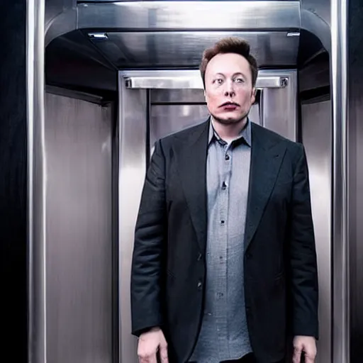 Prompt: Elon Musk inside an elevator