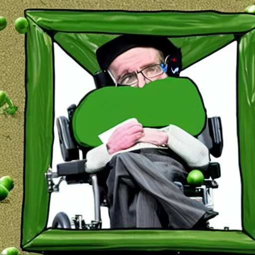 Prompt: stephen hawking as peas in a pod