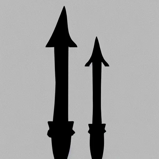 Image similar to a cursed dagger, in the simplistic style of SCP artwork, in colors of black white and red