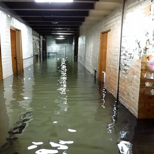 Image similar to the backrooms flooded,