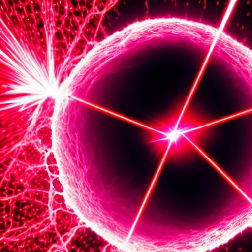 Image similar to a close up shot of a tumor being obliterated by a laser beam