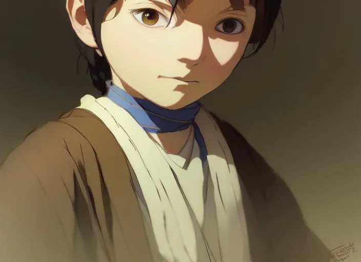 Image similar to 1 8 3 5 florence nightingale as toddler, character face study, faces only, concept art finely detailed perfect art, painted by greg rutkowski makoto shinkai takashi takeuchi studio ghibli, pinterest, cevagraf comics