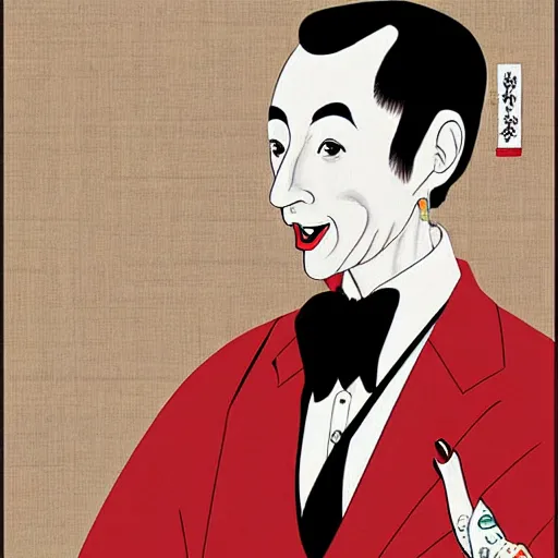 Image similar to pee - wee herman, digital art, utamaro kitagawa style