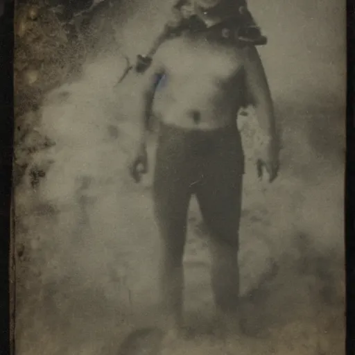 Image similar to tintype photo, swimming deep underwater, pig squid