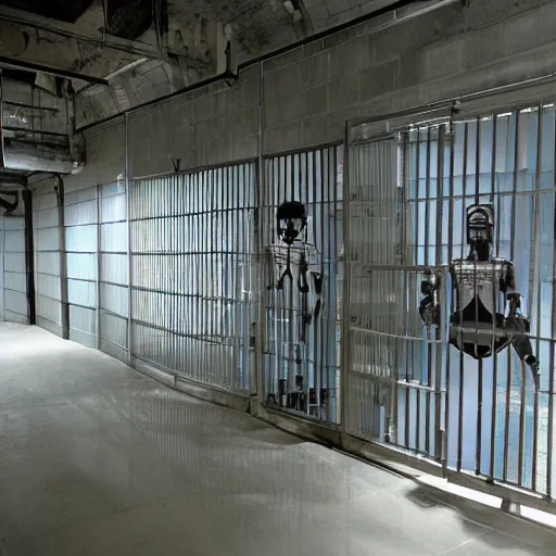 Image similar to robocop penitentiary, clear prison walls