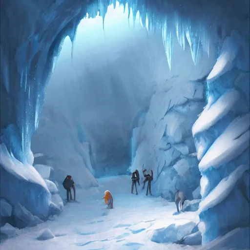 Prompt: ice cave, digital paintting, artstation, high quality