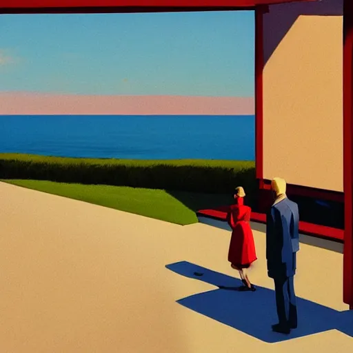 Prompt: there is hope on the horizon, Edward Hopper and James Gilleard style