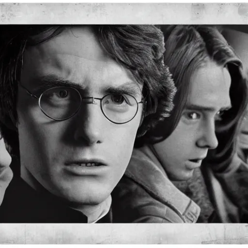 Image similar to Dirty Harry Potter, 1970s crime drama cinematic movie photo, desaturated Arri Alexa 65, DSLR, dof, by Bill Gekas and Bruno Walpoth and Antoine Verney-Carron