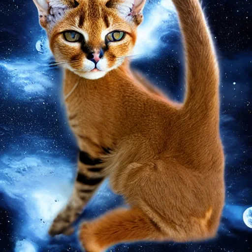 Prompt: caracal cat, in space