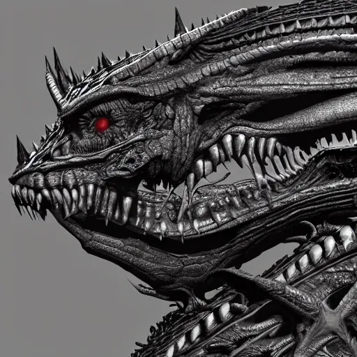 Prompt: cross section anatomy of a black scaled dragon 3D, 8k resolution by H R Giger