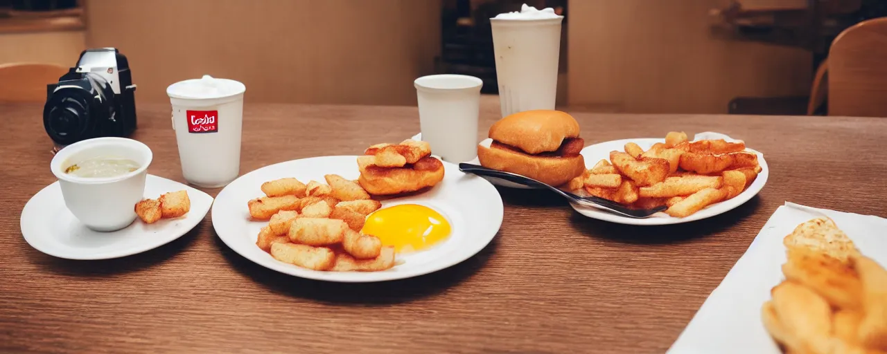 Prompt: breakfast, bob evans, depth of field, food photography, isometric, tasty, mcdonalds, wide shot, studio, bokeh, gmaster, cooking, food, kodak, sony, canon