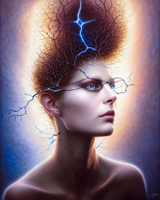 Prompt: a detailed portrait of dreampunk female model glasses ( alligator skin ) fractal ( glass ) ( lightning ) beautiful! ( ( blue eyes ) ) by tomasz alen kopera and peter mohrbacher and johanna martine! and margaret keane! elegant alluring seductive luminescent