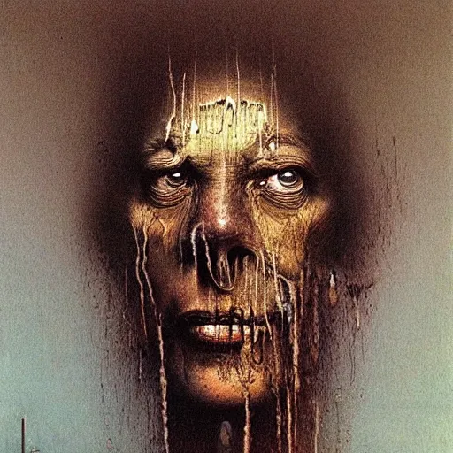 Image similar to mi khalifa painted by beksinski highly detailed