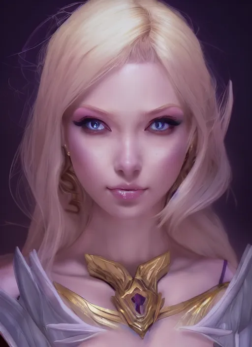 Image similar to lux, from league of legends, au naturel, hyper detailed, blondie, digital art, trending in artstation, cinematic lighting, studio quality, smooth render, fluorescent skin, unreal engine 5 rendered, octane rendered, art style by klimt and nixeu and ian sprigger and wlop and krenz cushart