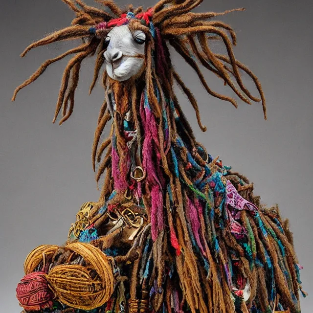 Image similar to llama with dreadlocks, industrial, by mandy jurgens, ernst haeckel, el anatsui, james jean