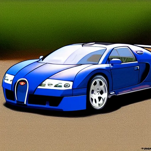 Prompt: Bugatti eb110, cartoonish, cartoon,