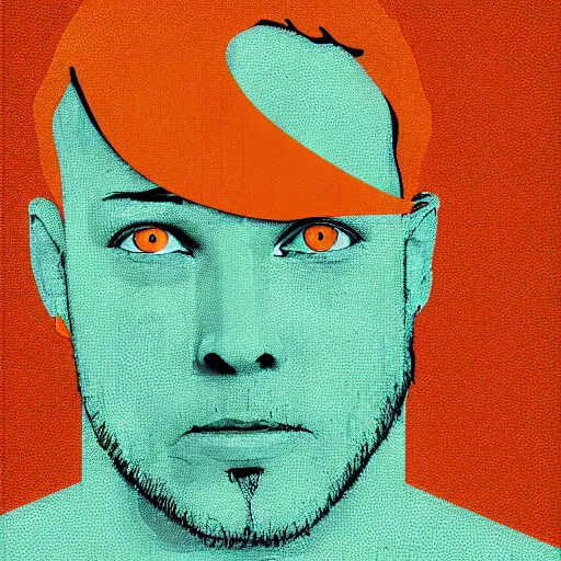 Image similar to portrait of an orange haired 3 8 - year old man with green eyes, a friendly squat face, digital art