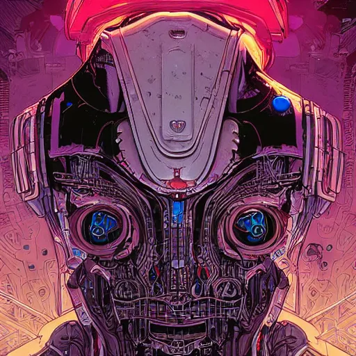 Image similar to portrait of a cybernetic evil lich, cyberpunk concept art by josan gonzales and moebius and enki bilal and and dan mumford and jean claude meziere and philippe druilleg