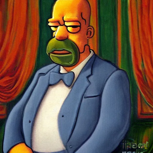 Image similar to a portrait painting of homer simpson painted by claude monet