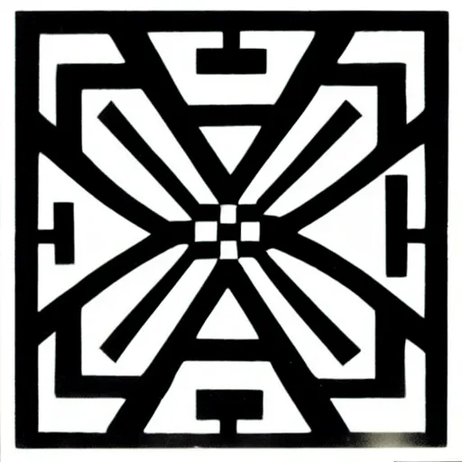 Image similar to black and white symbol by karl gerstner, 8 k scan, centered, symetrical, bordered