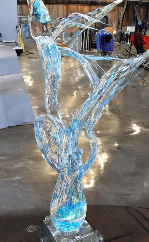 Prompt: glass blowing masterpiece on a pedestal by Lino Tagliapietra, award winning