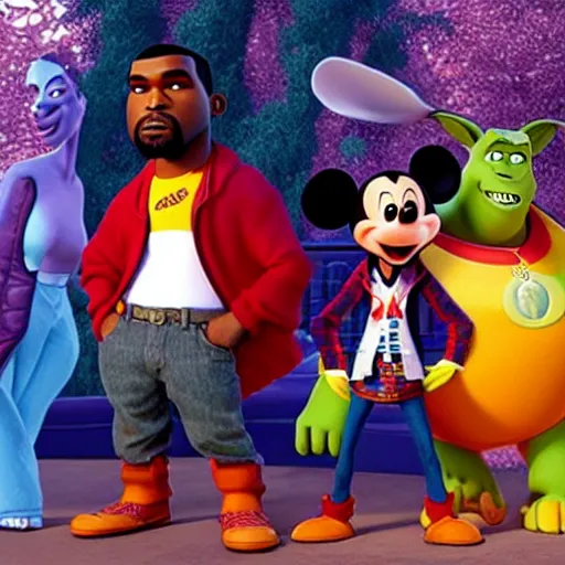 Image similar to disney pixar kanye west