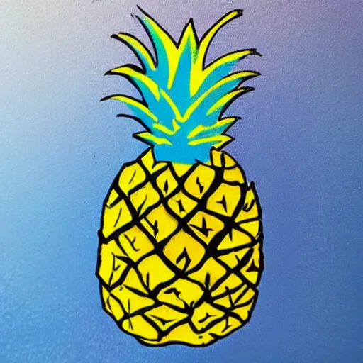 Image similar to a pineapple colored with colors of the trans flag 🏳⚧🍍