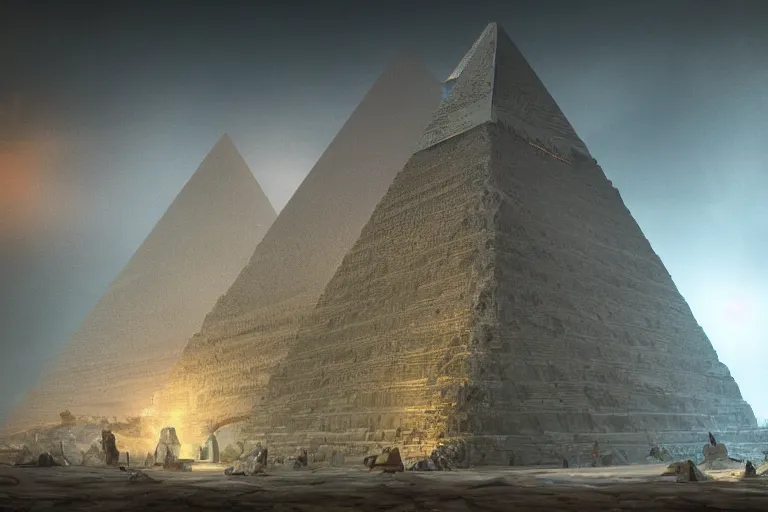 Prompt: the most amazing dream you ever had about pyramid building with forced labors, hyper realistic, ambient lighting, concept art, intricate, hyper detailed, smooth, dynamic volumetric lighting, octane, cinematic