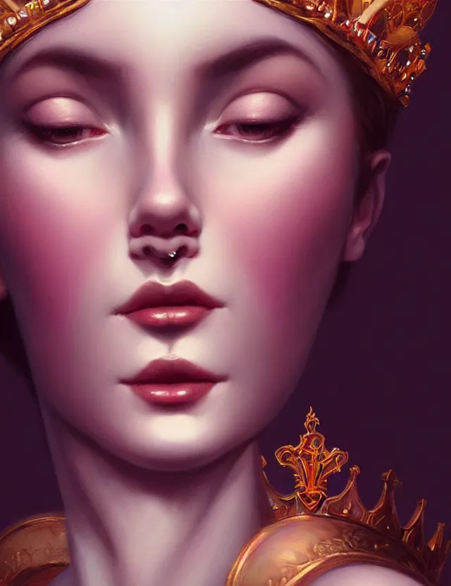 Image similar to blurred background. close-up portrait of a goddess in crown, by Artgerm and Afarin Sajedi and greg rutkowski. octane render