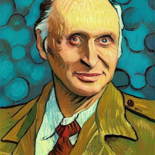 Prompt: a painting of alan alda from mash, trending on artstation, impressionist style, van gogh