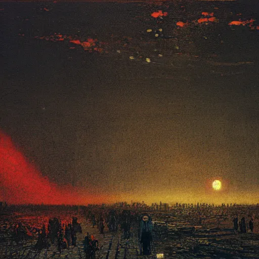 Image similar to a painting of nuclear apocalypse, by John Atkinson Grimshaw