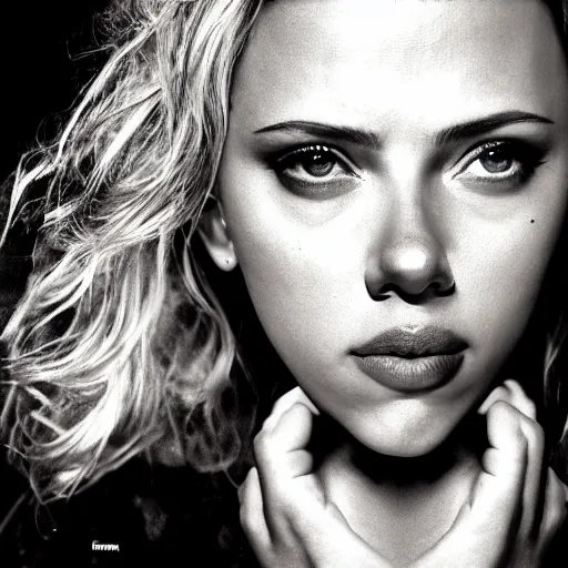 Image similar to photograph of scarlett johansson taken by david lazar, highly detailed and symmetrical face, 8 k