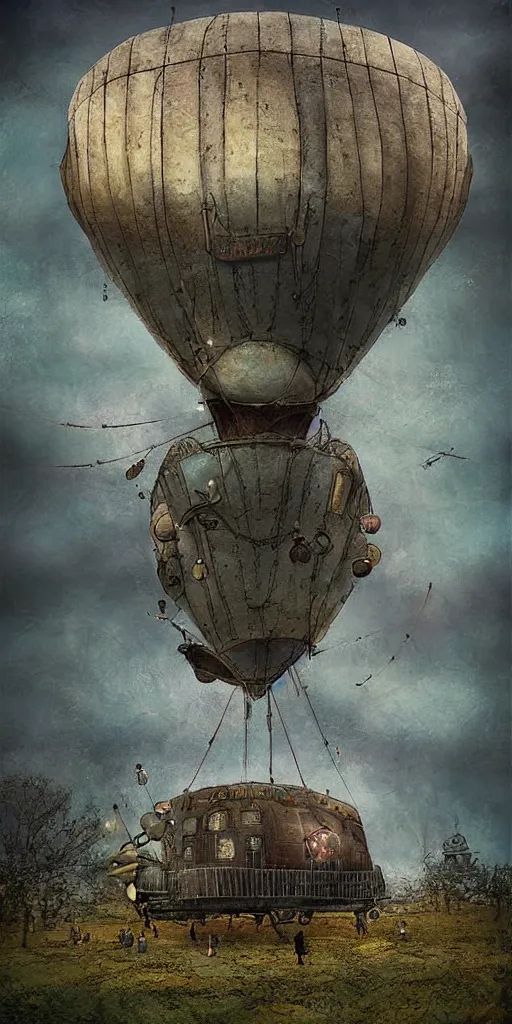 Prompt: a vintage living airship by alexander jansson