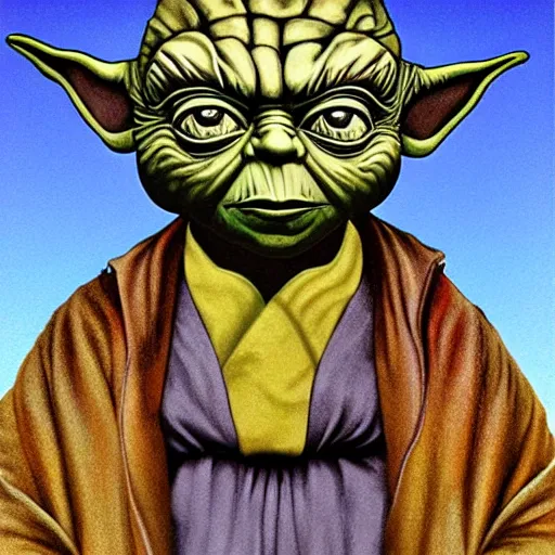 Prompt: yoda by alex grey and salvador dali, award winning profile illustration in high detail, surrealism